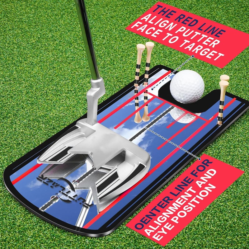 PUTTLAZR Golf Putting Mirror with 6 Tees, Putting Mirror Training Aid for Golf Practice Putting Trainer, Golf Gifts for Men - Image 2
